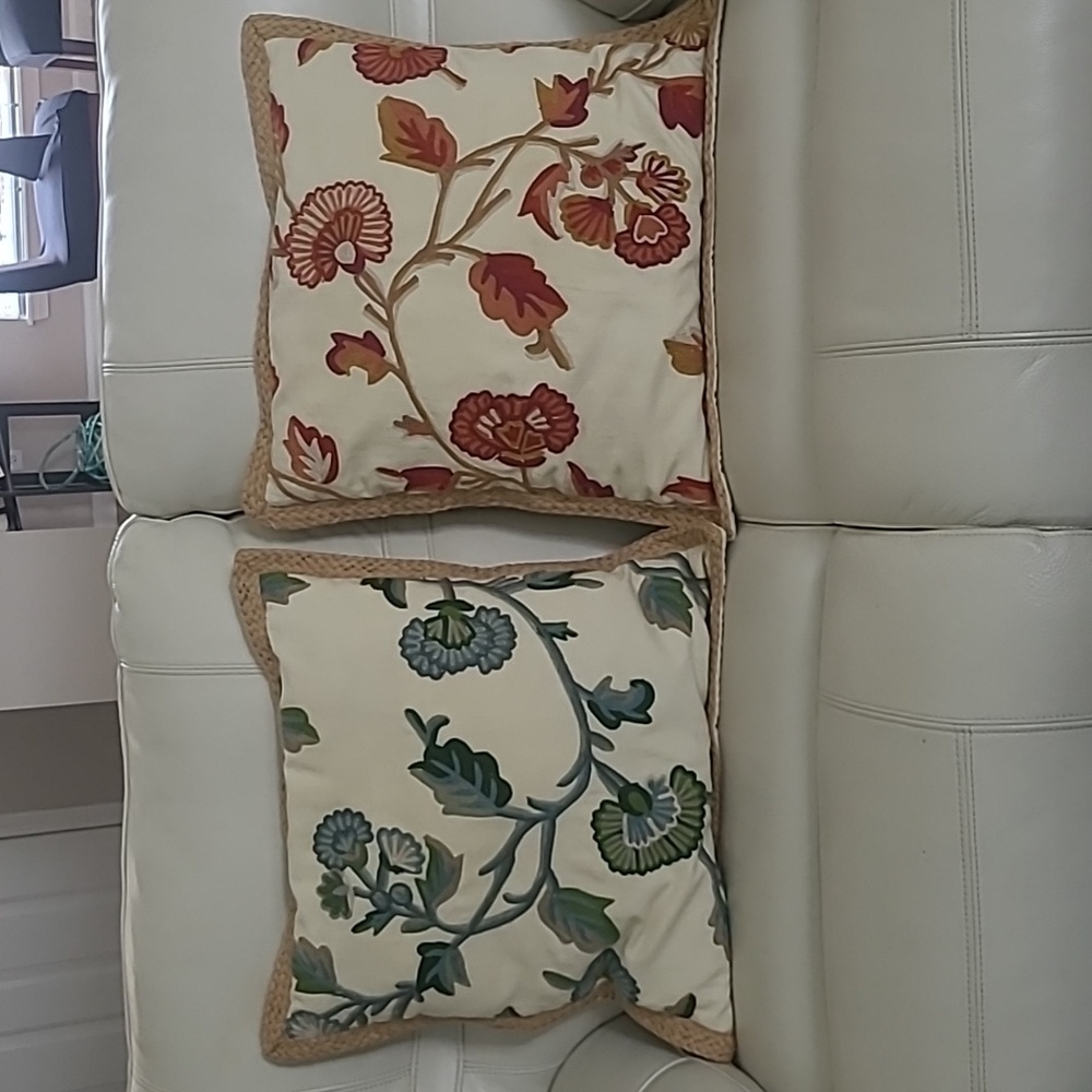 Pottery Barn Embroidered pillow set